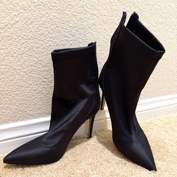 Jewel Badgley Mischa Satin Crystal Embellishments Boots - Picture 1 of 4